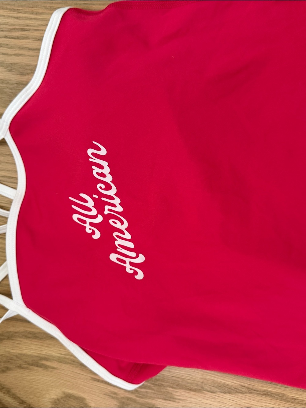 all in motion Pink Tank with White Trim and Logo